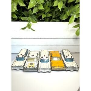 Vintage Lesney Matchbox Diecast LOT OF 5 - Ambulance, Taxi, Police Car - England